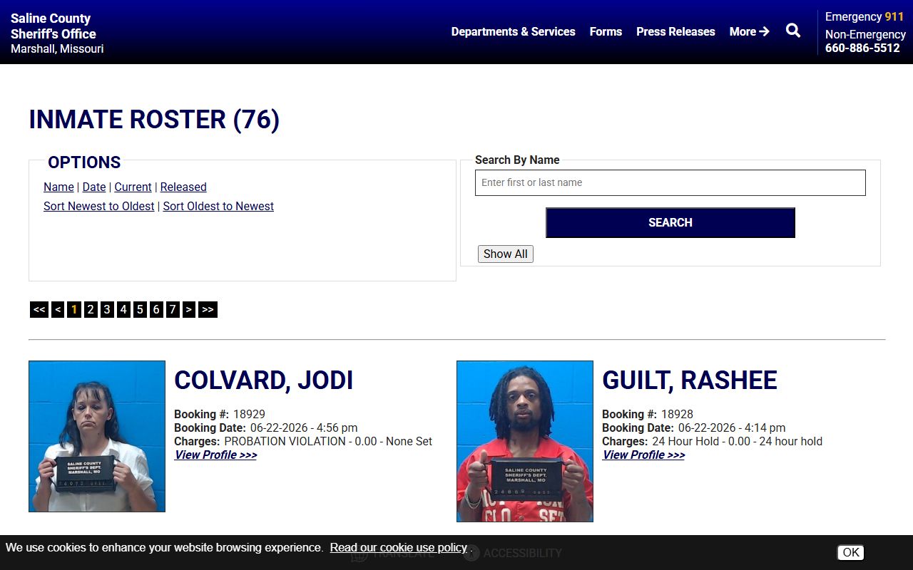 Saline County arrest records current inmate roster