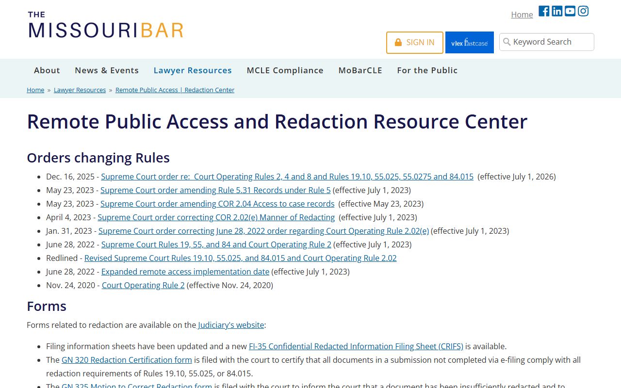 Saline County court records redaction access resource