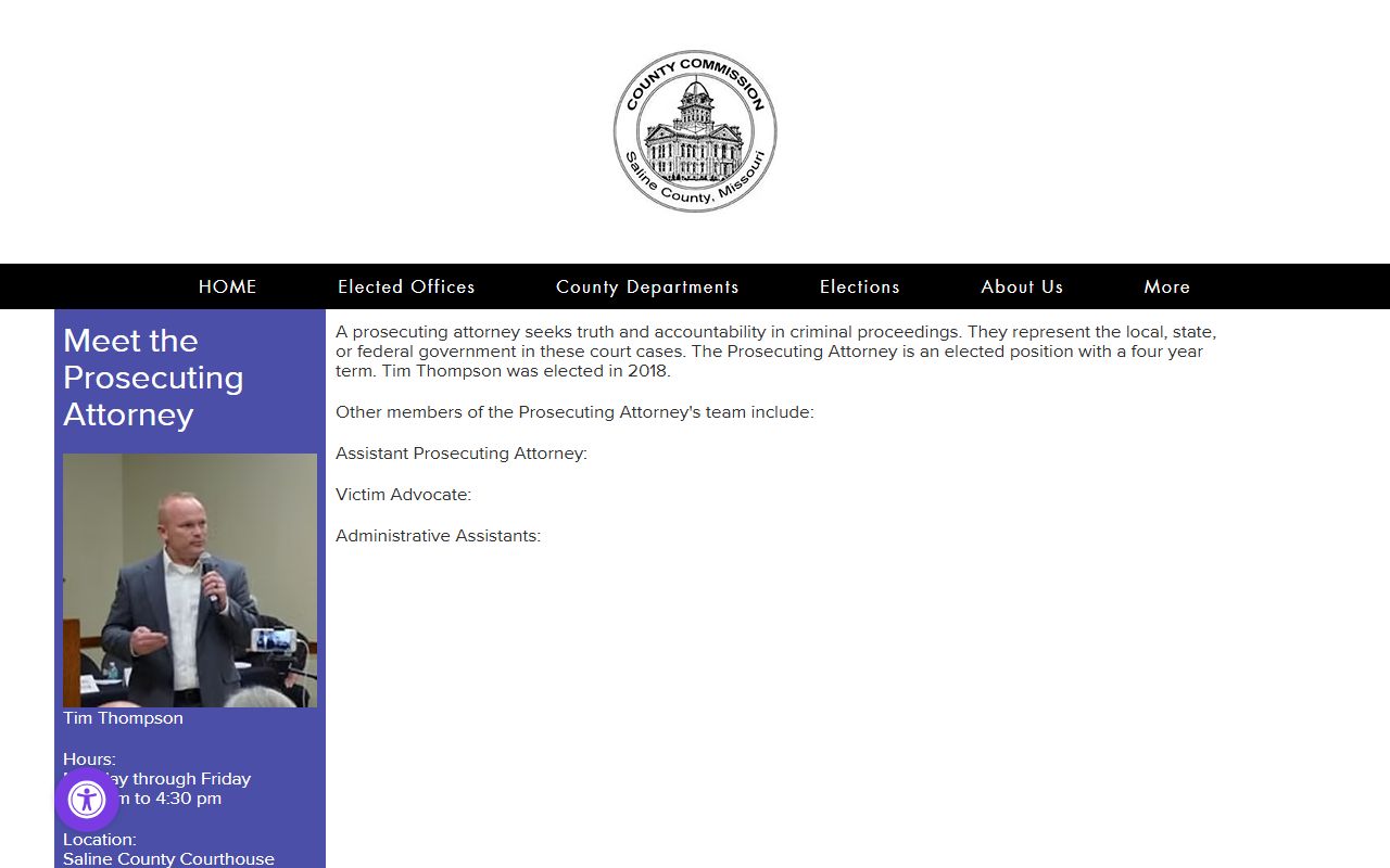 Saline County criminal court records Prosecuting Attorney page
