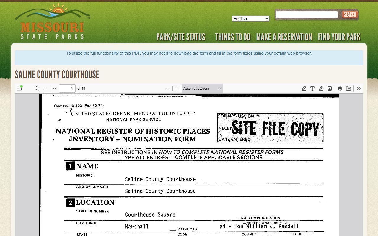 Saline County court records and courthouse historic survey source