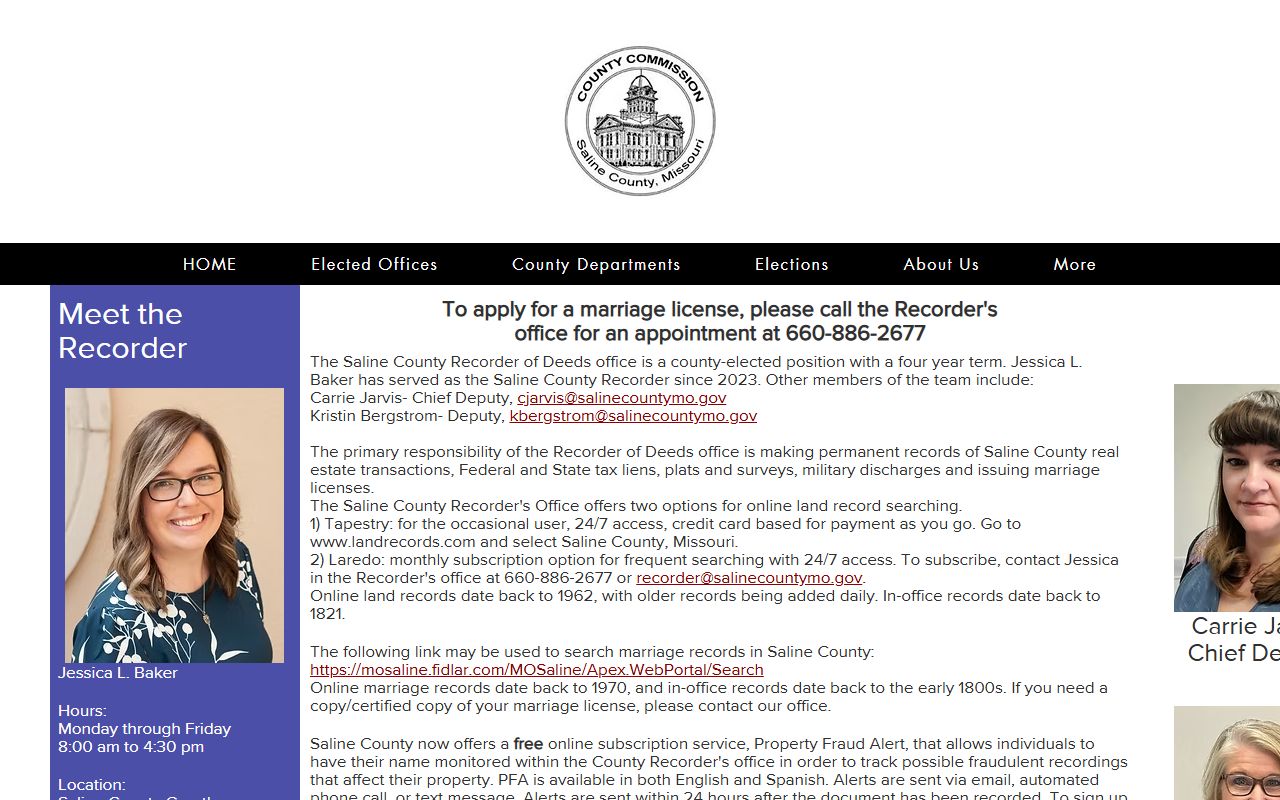 Saline County marriage records Recorder of Deeds page
